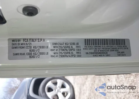 2021 Ram Promaster City Tradesman Slt z USA, uszkodzony, nr VIN ZFBHRFBB5M6V80538